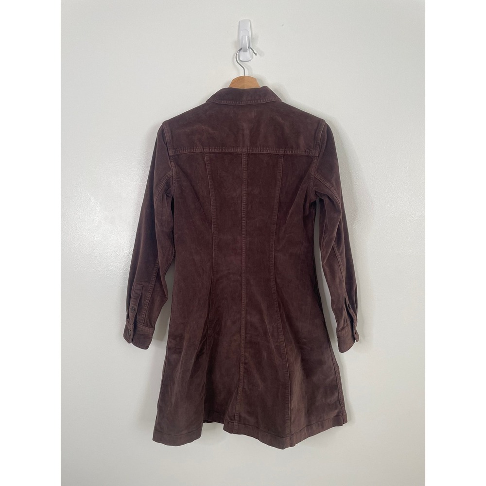 Madewell Corduroy Mini Dress Brown Button Front Minimalist Preppy 70s Boho Sz 2 - Picture 5 of 9